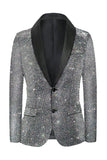 Chal gris brillante solapa Slim Fit Blazer de fiesta para hombre