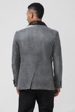 Chal gris brillante solapa Slim Fit Blazer de fiesta para hombre