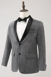 Blazer de fiesta de hombre con solapa chal gris de botonadura sencilla