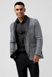 Chal gris brillante solapa Slim Fit Blazer de fiesta para hombre