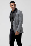 Chal gris brillante solapa Slim Fit Blazer de fiesta para hombre