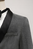 Blazer de fiesta de hombre con solapa chal gris de botonadura sencilla