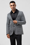 Chal gris brillante solapa Slim Fit Blazer de fiesta para hombre