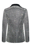 Chal gris brillante solapa Slim Fit Blazer de fiesta para hombre