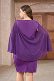 Vestido de cóctel de lentejuelas de talla grande morado brillante