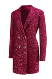 Blazer largo de mujer con muescas fucsia brillantes