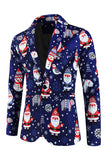 Traje de Papá Noel azul marino de 3 piezas para hombre en Navidad