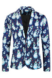 Trajes de fiesta de Navidad para hombre con estampado de muñeco de nieve azul claro de 3 piezas