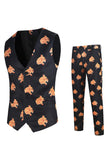 Trajes de fiesta para hombre de 3 piezas con estampado animal negro