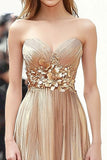 Champagne Metallic Sweetheart A Line Vestido de Gala