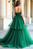 Organza verde Una línea Sweetheart Vestido de Fiesta Plisado