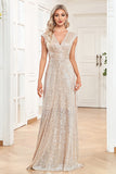 Sparkly A-Line Sleeveless Champagne Madre del vestido de novia