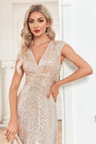 Sparkly A-Line Sleeveless Champagne Madre del vestido de novia