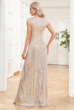 Sparkly A-Line Sleeveless Champagne Madre del vestido de novia