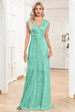 Sparkly A-Line Sleeveless Champagne Madre del vestido de novia