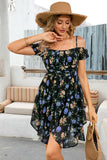 Vestido de verano Boho Floral Asimétrico Negro