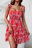 Blanco Floral estampado Spaghetti Straps Vestido corto de verano