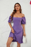 Fucsia Off the Shoulder A-line Vestido de verano