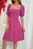 Fucsia Off the Shoulder A-line Vestido de verano