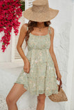 Albaricoque Floral estampado Spaghetti Straps Vestido Corto de Verano