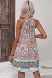 Vestido corto de verano halter boho estampado rosa