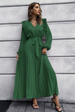 A-Line Mangas largas Vestido casual verde oscuro con volantes