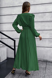 A-Line Mangas largas Vestido casual verde oscuro con volantes