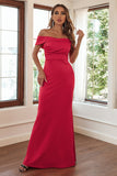 Off The Shoulder Red Sheath Vestido formal largo