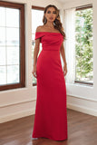 Off The Shoulder Red Sheath Vestido formal largo