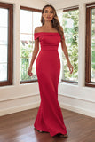 Off The Shoulder Red Sheath Vestido formal largo