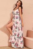 Vestido de fiesta de playa con tirantes finos con estampado floral y abertura