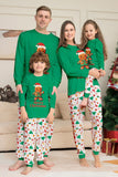 Verde conjunto de pijama familiar a juego navideño con estampado de Papá Noel.