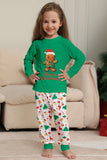 Verde conjunto de pijama familiar a juego navideño con estampado de Papá Noel.