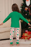 Verde conjunto de pijama familiar a juego navideño con estampado de Papá Noel.