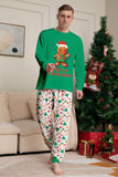 Verde conjunto de pijama familiar a juego navideño con estampado de Papá Noel.