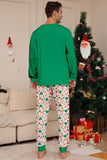 Verde conjunto de pijama familiar a juego navideño con estampado de Papá Noel.