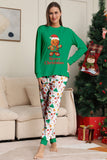 Verde conjunto de pijama familiar a juego navideño con estampado de Papá Noel.