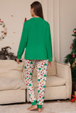 Verde conjunto de pijama familiar a juego navideño con estampado de Papá Noel.