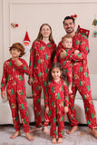 Pijama de una pieza de Navidad con estampado de árbol de Navidad rojo