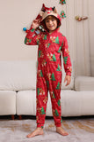 Pijama de una pieza de Navidad con estampado de árbol de Navidad rojo