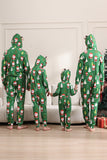 Pijama verde de Navidad para la familia Navidad a juego para mujeres hombres con capucha de una pieza pijamas de vacaciones