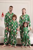 Pijama verde de Navidad para la familia Navidad a juego para mujeres hombres con capucha de una pieza pijamas de vacaciones