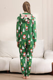 Pijama verde de Navidad para la familia Navidad a juego para mujeres hombres con capucha de una pieza pijamas de vacaciones