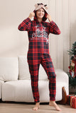 Pijama rojo de feliz navidad para la familia con capucha de una pieza pijamas de vacaciones