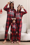 Pijama rojo de feliz navidad para la familia con capucha de una pieza pijamas de vacaciones