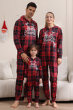 Pijama rojo de feliz navidad para la familia con capucha de una pieza pijamas de vacaciones