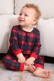 Negro Rojo Pijama Familiar A Juego Niños Adultos Tops De Bebé Y Pantalones A Cuadros Conjunto de Pijama de Navidad