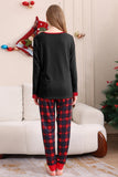 Negro Rojo Pijama Familiar A Juego Niños Adultos Tops De Bebé Y Pantalones A Cuadros Conjunto de Pijama de Navidad