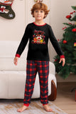 Negro Rojo Pijama Familiar A Juego Niños Adultos Tops De Bebé Y Pantalones A Cuadros Conjunto de Pijama de Navidad