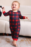 Negro Rojo Pijama Familiar A Juego Niños Adultos Tops De Bebé Y Pantalones A Cuadros Conjunto de Pijama de Navidad